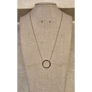 Modernist Jennifer Jeuner jzj 925 Gold Tone Round Pendant Chain Necklace